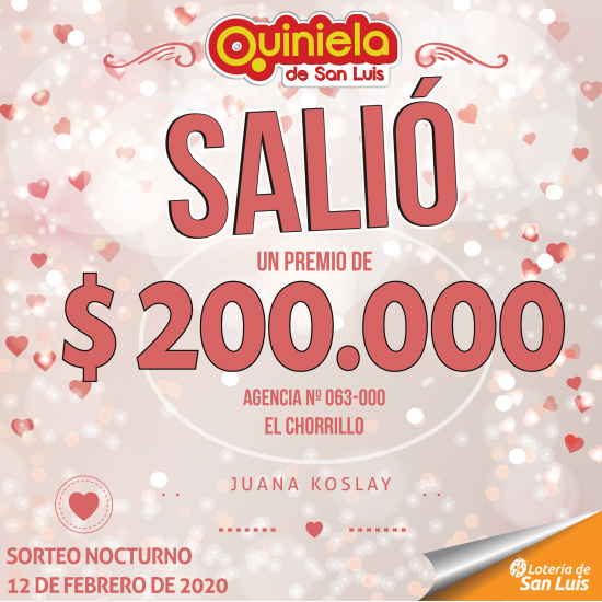 ¡Salio un premio de Quiniela en Juana Koslay!