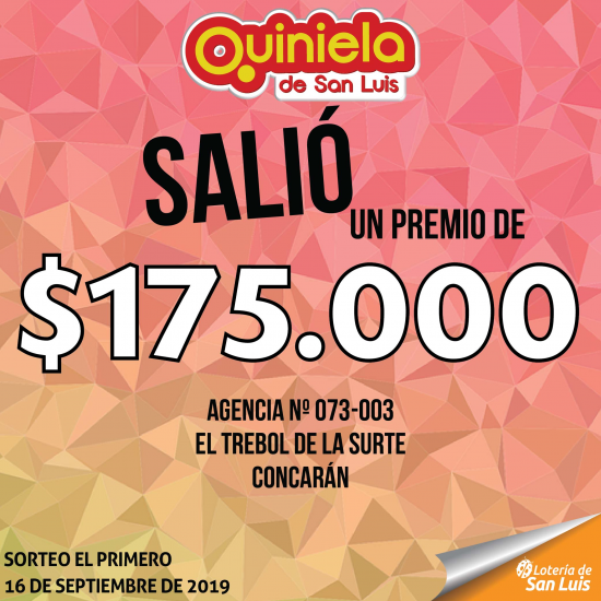 ¡Super premio de Quiniela en Concarán!