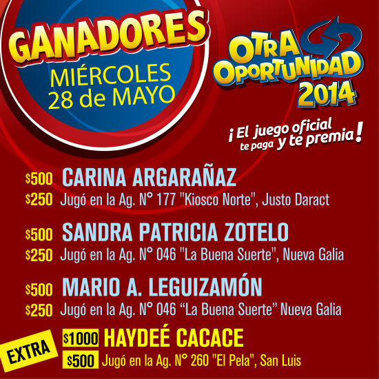 Sorteo Otra Oportunidad - 28-05-2014 