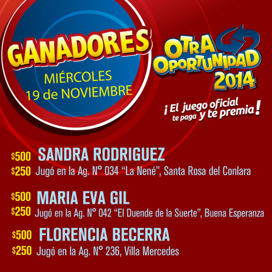Sorteo Otra Oportunidad - 19-11-2014