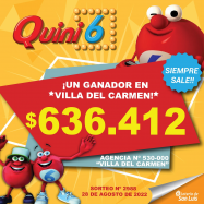 ¡Premio de Quini 6 en Villa del Carmen!